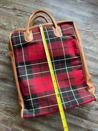 VINTAGE Thermos Brand RED PLAID Fabric Faux Leather Zip Lunch Bag with Lunch Box 3
