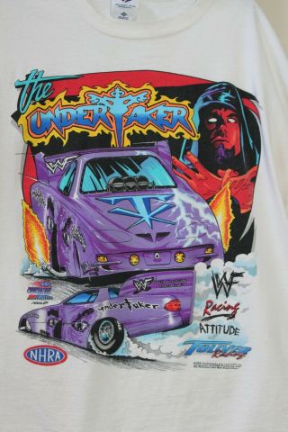 Vintage 1999 Nhra Undertaker Wwf Racing Toliver White T - Shirt Jerzees Cotton 2 X