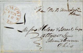 Antique Vintage Historical Stampless Cover Signed Frank Memphis Ohio 1845