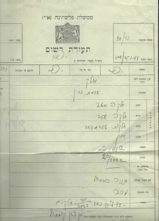 Palestine: Government Certificate Of Registration