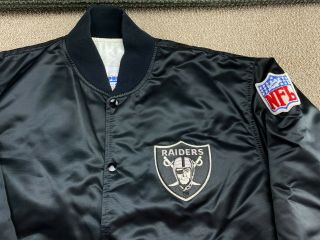 Los Angeles Raiders Starter Satin Jacket Coat Black XL Oakland Football hat VTG 3
