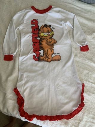 Vintage Garfield The Cat 1978 Child Girls Size 14 Xl Nightgown Night Gown