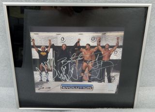 Evolution Wwe Wf Randy Orton Triple H Ric Flair Batista Signed Photo Plaque 2006