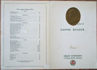 Great Northern Railway,  Empire Builder 1930 Dining Car Menu,  James J.  Hill Cover