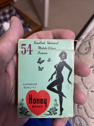 Rare Vintage Honey Brand Playing Cards Full Deck Nude Models 1960’s.