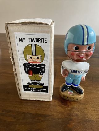 Vintage Dallas Cowboys Mascot Team In Motion Nodder Bobblehead 1968 W/box Mib