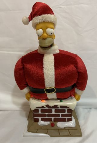 The Simpsons 2004 Homer Santa Clause Stuck In Chimney Lights & Sounds - Gemmy