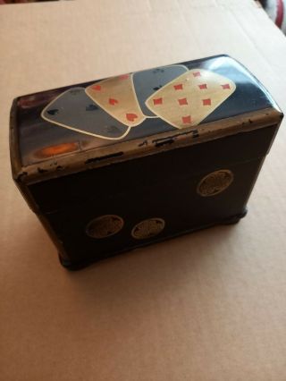 Vintage Oriental Lacquered Wooden Playing Card Box C1920s