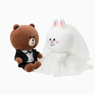 Anime Line Friends Brown Cony Wedding Costume Plush Dolls 25cm Bear Gift