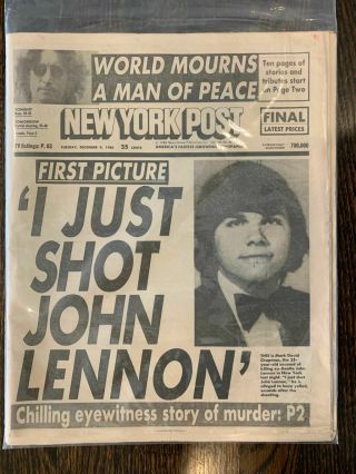 Ny Post Tues Dec 9 1980 - First Picture " I Just Shot John Lennon " - Chapman