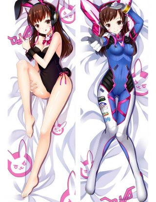 Overwatch Ow D.  Va Dva Bunny Dakimakura Anime Body Pillow Cover Case 150x50