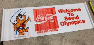 Rare 1983 Hodori Seoul Olympics 1988 Advertising Poster Banner Coke