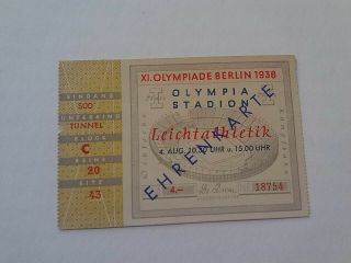 1936 Berlin Olympics Ticket August 4th Olympia Stadium Karte Nm