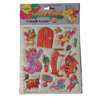 Disney Hasbro Wuzzles Puffy Vinyl Stickers 1985 - Carnival Moosel Rhinokey Nos