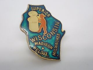 Wisconsin State Dairy Farmer Milwaukee Madison Vintage Enamel Lapel Pin