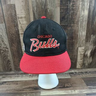 Vintage 90s Chicago Bulls Sports Specialties Script Snapback Hat Cap 2 Tone Mj