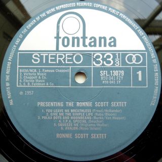 The Ronnie Scott Sextet Fontana SFL 13079 Stereo LP 3