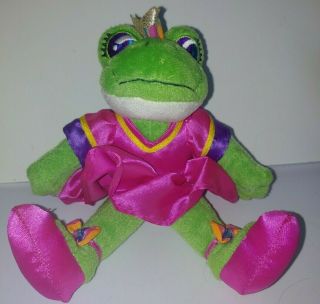 Vintage 1998 Stuffins Lisa Frank Frog Princess Plush Beanie 8 " [no Hang Tag]