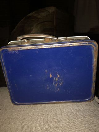 Vintage 1950s Blue/gray Tin Lunch Box