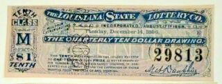 1886 The Louisiana State Lottery Co - 10th Class M - $1 29813