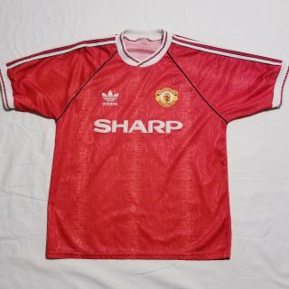 Rare Vintage 1990 1992 Manchester United Adidas Home Football Shirt Kit Sharp L