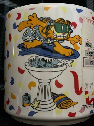 Vintage Enesco Garfield Life’s A Beach Party August Ceramic Mug Old Stock