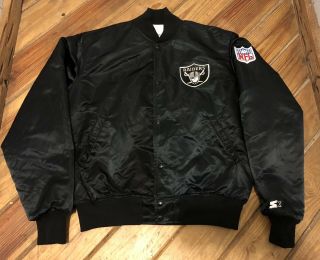 Vintage 80s Starter Oakland Raiders Satin Bomber Jacket Mens Xl Pro Line Usa
