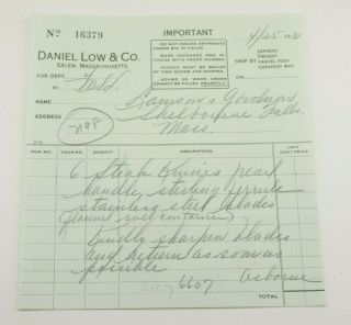 1931 Lamson Goodnow Daniel Low Co Salem Ma Carvers Cutlery Ephemera P1434f