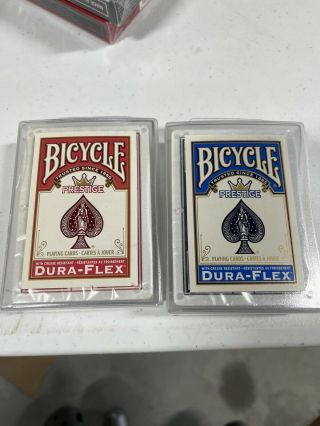 Bicycle Dura - Flex Prestige Playing Cards 2 Decks In Hard Case Red Blue