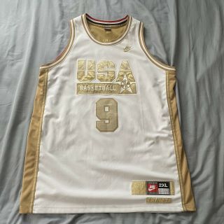 Nike Michael Jordan White/gold Dream Team 92 Usa Barcelona Olympic Jersey 2xl 9