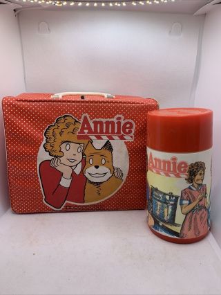 Vintage 1981 Cartoon Annie Vinyl Lunchbox And Thermos By Aladdin & Cookies