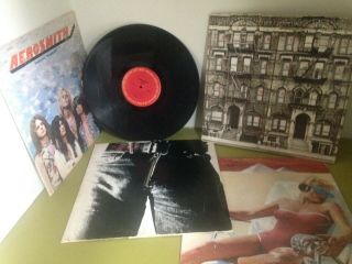 Vintage Vinyl 70s Rock Lps Led Zeppelin Rolling Stones Aerosmith