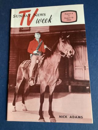 Nick Adams The Rebel Westerns 8/4/63 Sunday News Tv Week
