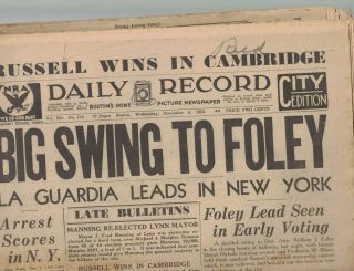 Boston Daily Record November 8 1933 Prohibition Over Machine Gun Kelly Mae West