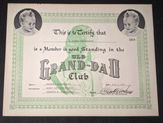 Milton S.  Kronheim Autograph Old Grand - Dad Club Document 1957,  Washington D.  C.