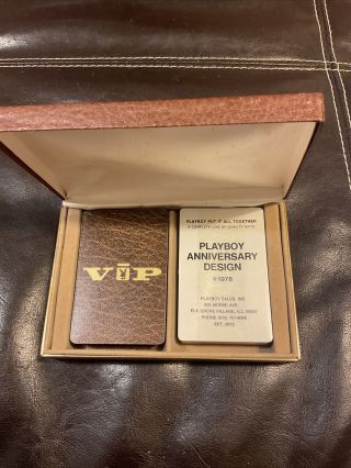 Vintage Playboy VIP Double Deck Playing Cards With Leather Covered Case 1978 3