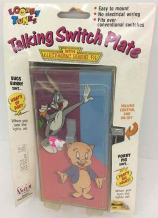 Looney Tunes - Bugs Bunny & Porky Pig - Talking Switch Plate - Rare Nos 1993