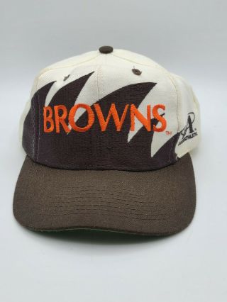 Vintage Cleveland Browns Sharktooth Snapback Hat / Cap Logo Athletic - Nfl 90 