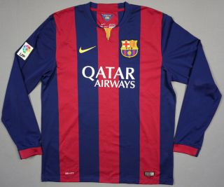 Fc Barcelona 2014 - 2015 Home Jersey Football Shirt Xl Longsleeve Barca Nike