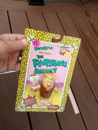 1991 The Flintstones Family Fred,  Barney,  Dino Justoys W/ Card