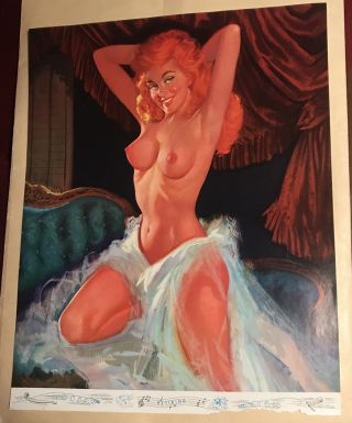 1958 16 X 20 Color Calendar Poster Size Sexy Pinup Risque 19