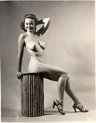 Vintage Slvr Gelatin Photo Bettie Page Era Model Judy Oday Perky Breast Nipples
