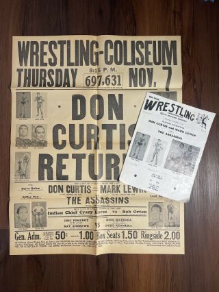 Big - Time Wrestling Souvenir Program Vol 3 No 11 1963 Don Curtis Bonus Poster
