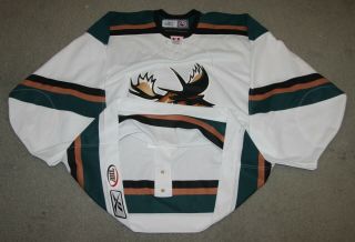 Reebok 2002 - 03 Ahl Manitoba Moose Home White Gooalie Jersey Size 58 Goalie Cut