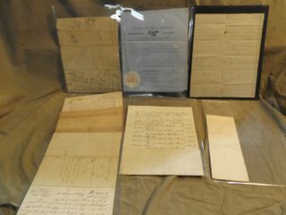 7 Antique Ephemera Early To Mid 19th C Deeds Documents Fr Plummer Estate Pa