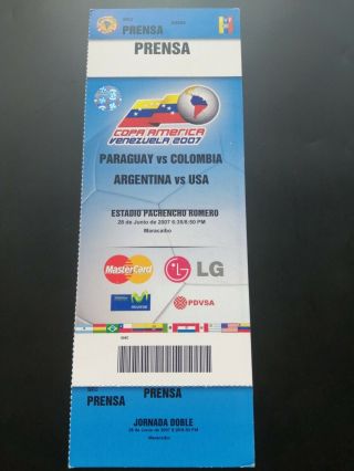 Rare Full Ticket Lionel Messi Debut Copa America 2007