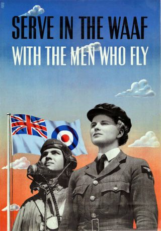 2w21 Vintage Wwii Waaf British War Wartime Recruitment Poster Ww2 A1 A2 A3