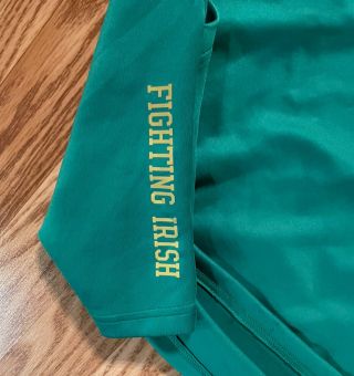 Notre Dame Football Team Issued 1/4 Zip Hooded Jacket Green Size 3xl 3