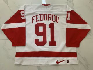 Authentic On Ice Nike Sergei Fedorov Detroit Red Wings Hockey Jersey 56 Xl