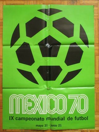 1970 Mexico Ix Soccer World Cup Football Futbol Mexican Poster Green